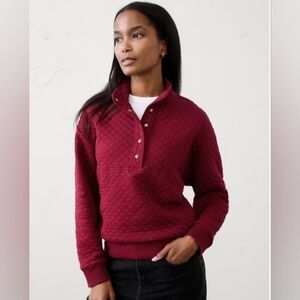 Banana Republic Factory Snap-Collar Quilted Sweatshirt in Red Cognac - Size L